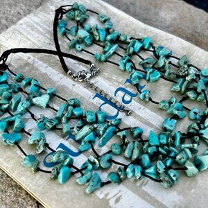 Sundance $188 NEW 18-20" Turquoise Silver Beaded Knotted Cord Handmade Necklace